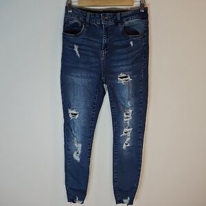 Bluenotes Size 10 Distressed Blue High Rise Jeggings